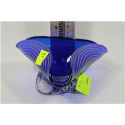 BLUE ART GLASS DISH