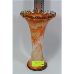 ESTATE WHITE ORANGE ART GLASS VASE