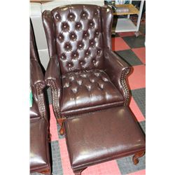NEW BROWN LEATHERETTE WING BACK PARLOUR CHAIR
