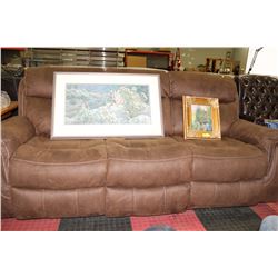BROWN FABRIC RECLINING SOFA