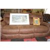 Image 1 : BROWN FABRIC RECLINING SOFA
