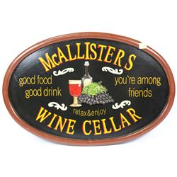 McALLISTERS WINE CELLAR WALL PLAQUE