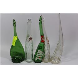 ASSORTMENT OF STRETCHED GLASS BEVERAGE BOTTLES