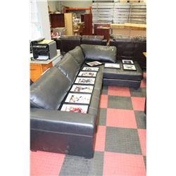 NEW SALAMANDER BLACK LEATHERETTE L SHAPED