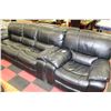 Image 1 : BLACK LEATHER ELECTRIC RECLINING SOFA W CHAIR