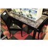 Image 1 : FAUX MARBLE TABLE W 4 BLACK LEATHERETTE CHAIRS