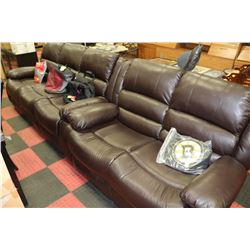 MARTIN NEW BROWN LEATHER RECLINING SOFA