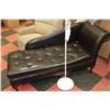 BROWN LEATHERETTE STORAGE CHAISE LOUNGE CHAIR