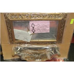 GOLD TONE MIRROR WALL SHELF