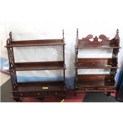 SET OF CHERRYWOOD DECORATIVE SHELVING
