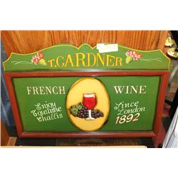 T.GARDNER FRENCH WINE WALL PLAQUE