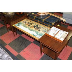 3 PC WOODEN COFFEE TABLE & END TABLE SET