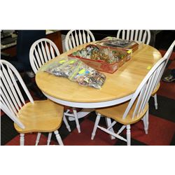 2 TONE MAPLE TABLE W/ 6 ARROWBACK CHAIRS