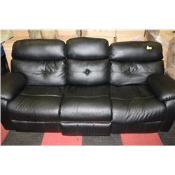 BLACK LEATHERETTE  RECLINING SOFA