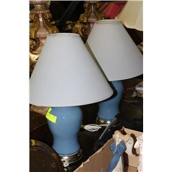 SET OF 2 BLUE TRI-LIGHT TABLE LAMPS