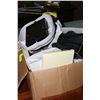 Image 1 : BOX OF MISC INCLUDING PURSES, FOOTWARE, ORNAMENTS