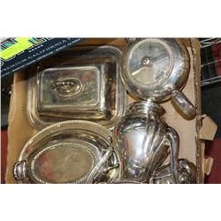 BOX OF ANTIQUE SILVER DISHES