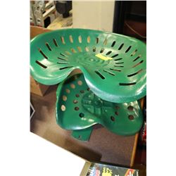 2 VINTAGE GREEN TRACTOR SEATS