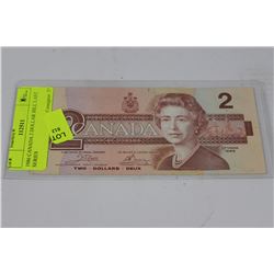 1986 CANADA 2 DOLLAR BILL LAST SERIES
