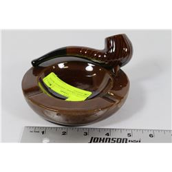VINTAGE CERAMIC ASHTRAY WITH PIPE HANDLE