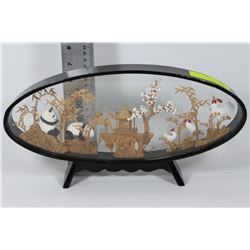 CORK ORNAMENT WITH PANDAS AND ROOSTERS