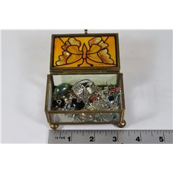 BUTTERFLY TRINKET BOX WITH CONTENTS