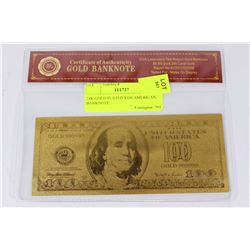 24K GOLD FOIL $100 AMERICAN BANKNOTE -