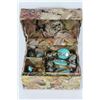 Image 1 : SMALL FLORAL JEWELLERY BOX WITH CONTENTS