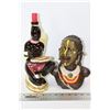 Image 1 : BOX WITH AFRICAN HEAD STATUE AND BOTTLE