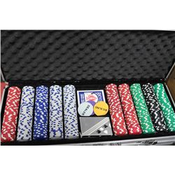 LARGE POKER CHIP SET IN METAL CASE