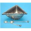 Image 1 : A George V Scottish silver salt, of beaded triangular form, Edinburgh 1928, together with a pair...