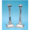Image 1 : A pair of 19th century Sheffield plate Corinthian column candlesticks, with swept square feet, 12...