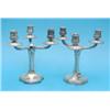 Image 1 : A pair of French plated 3-light candelabra, with fluted stems and tri-lobed bases, 9 ins....