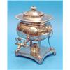 Image 1 : An Old Sheffield plate tea urn, with gadrooned borders, brass tap and warming stand base....