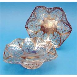 A pair of pierced silver bon bon dishes, of hexagonal form, 6.5 ins....