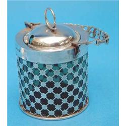 A George V silver mounted green glass preserve jar, Birmingham 1911....