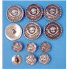 Image 1 : A set of 6 Edwardian silver buttons, decorated with lyre players, and a similar set of unmarked c...