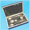 Image 1 : A 19th century Dutch silver tea accessory set, comprising 6 teaspoons, pair of sugar tongs, caddy...