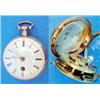 Image 1 : A George III 18ct gold pocket watch with engine turned case, enamelled Roman dial and diamond set...