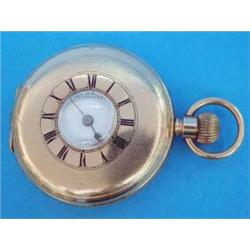 A gold plated Waltham half hunter with subsidiary dials....