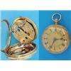 Image 1 : A Victorian 18ct gold keywind fob watch with floral scroll engraved case and gilt dial, movement...