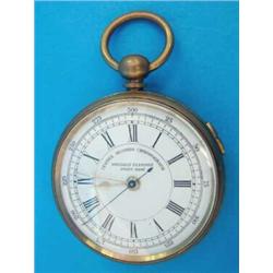 A brass cased keywind 'Centre Seconds Chronograph' pocket watch...