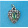 Image 1 : A Victorian heart shaped pendant, pave set with a peridot and rose cut diamonds...