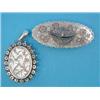 Image 1 : A late Victorian silver pendant locket, with foliate engraved decoration and a similar silver bro...