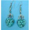 Image 1 : A pair of late 19th century .800 standard silver heart shaped drop earrings, pave set turquoises...