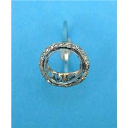 A platinum ring mount, the round bezel set small diamonds...