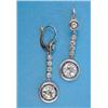 Image 1 : A pair of platinum and diamond drop earrings, each with a millegrain-set round old brilliant cut...