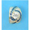 Image 1 : A diamond and sapphire dress ring, the wide band set with a central old brilliant cut diamond (ap...