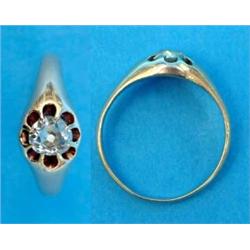A gentlemans Victorian gold solitaire diamond ring, claw-set with an old brilliant cut diamond...