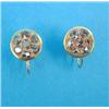 Image 1 : A pair of gold 7-stone diamond cluster earrings, with later 9ct gold screwback fittings....